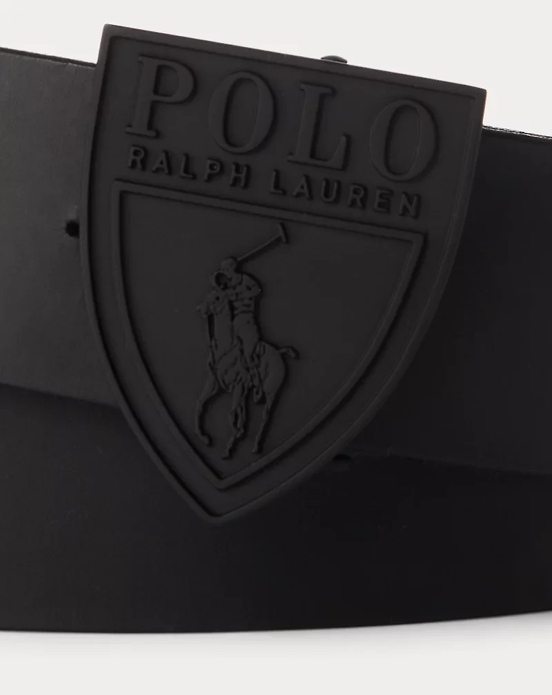 Shield-Buckle Leather Belt