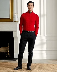 Cable-Knit Cashmere Quarter-Zip Sweater