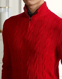 Cable-Knit Cashmere Quarter-Zip Sweater