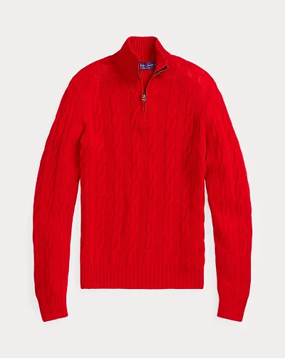 Cable-Knit Cashmere Quarter-Zip Sweater