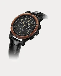 42 MM Chronograph Black Steel Wood Bezel