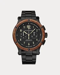 42 MM Chronograph Black Steel Wood Bezel