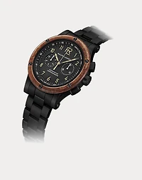 42 MM Chronograph Black Steel Wood Bezel