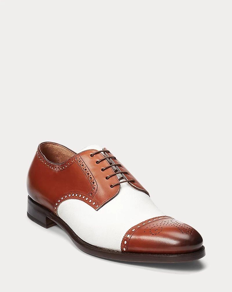 Burnished Leather & Suede Cap-Toe Shoe