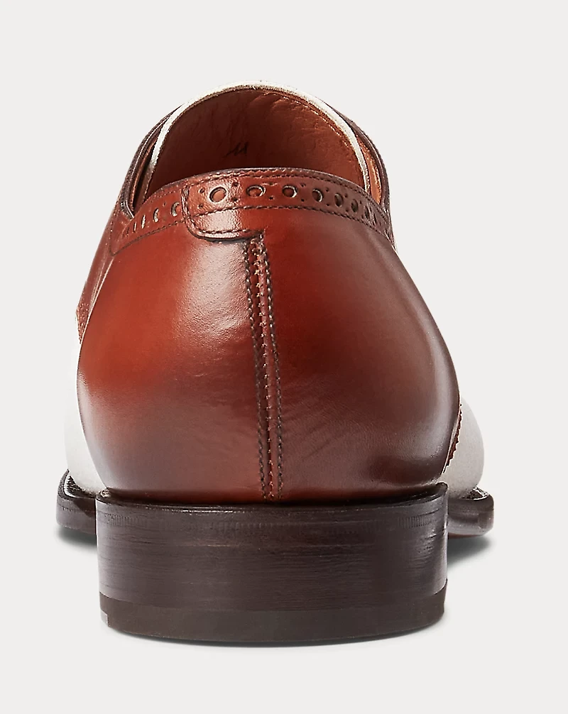 Burnished Leather & Suede Cap-Toe Shoe
