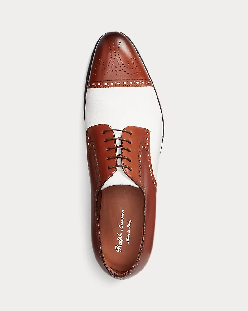 Burnished Leather & Suede Cap-Toe Shoe