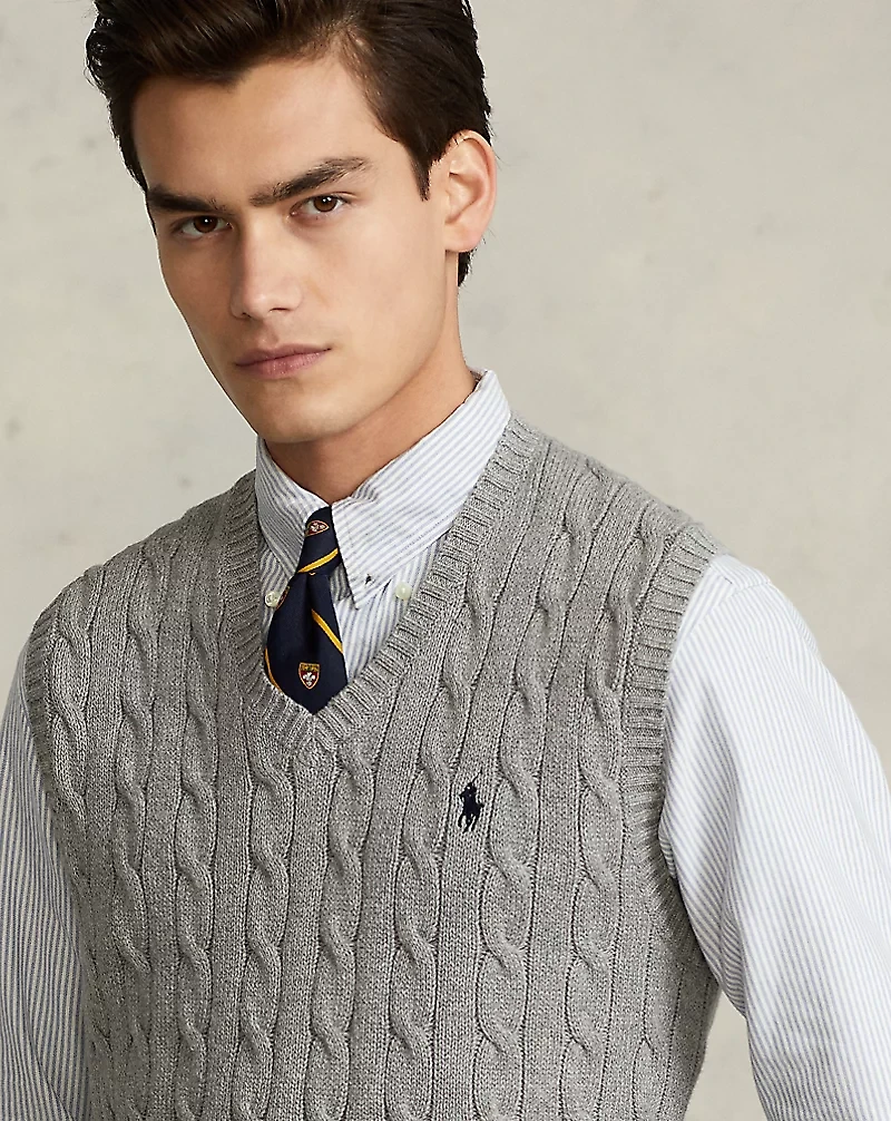 Cable-Knit Cotton Sweater Vest