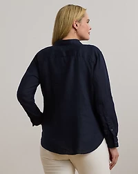 Relaxed Fit Linen Roll Tab–Sleeve Shirt