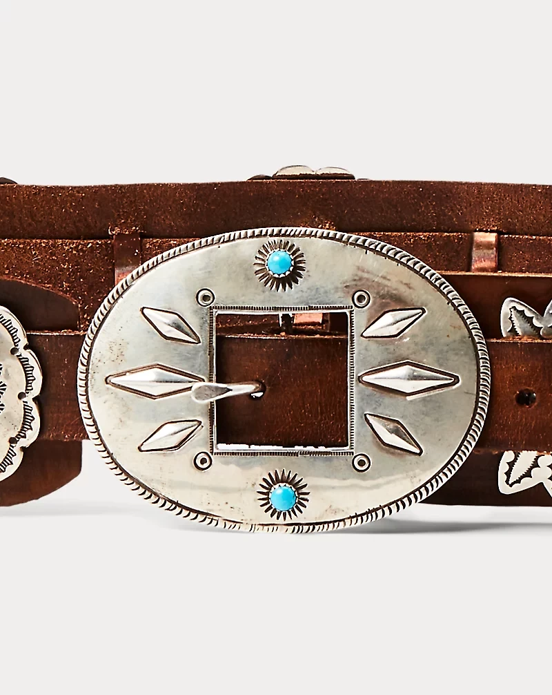 Sterling Silver & Leather Concho Belt