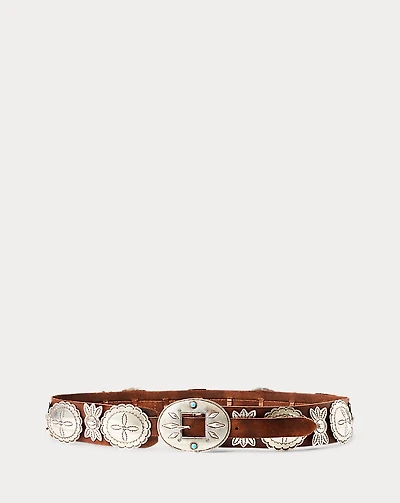 Sterling Silver & Leather Concho Belt