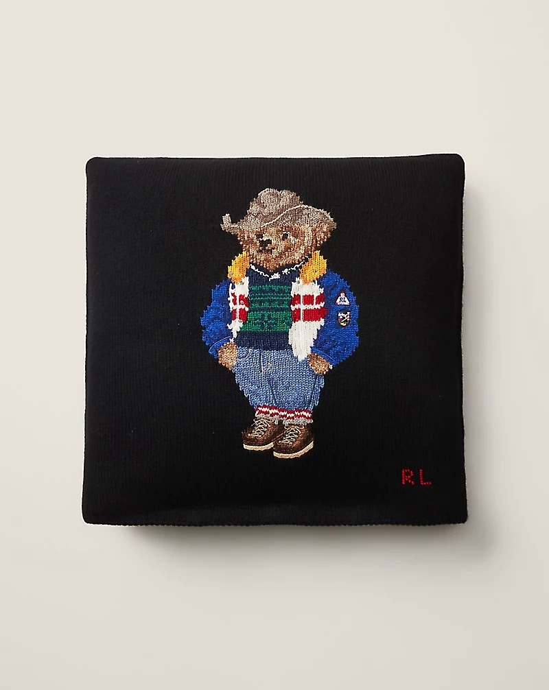 Ski Polo Bear Throw Pillow