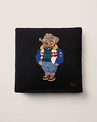 Ski Polo Bear Throw Pillow