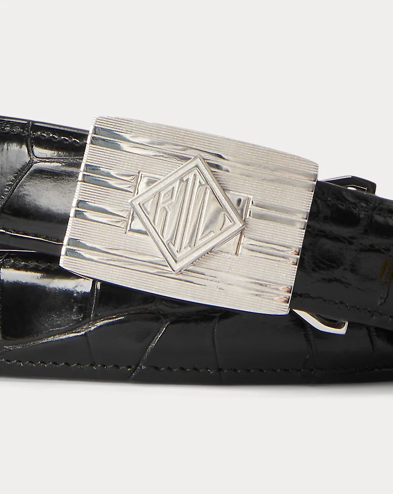 Engine-Turned-Buckle Alligator Belt