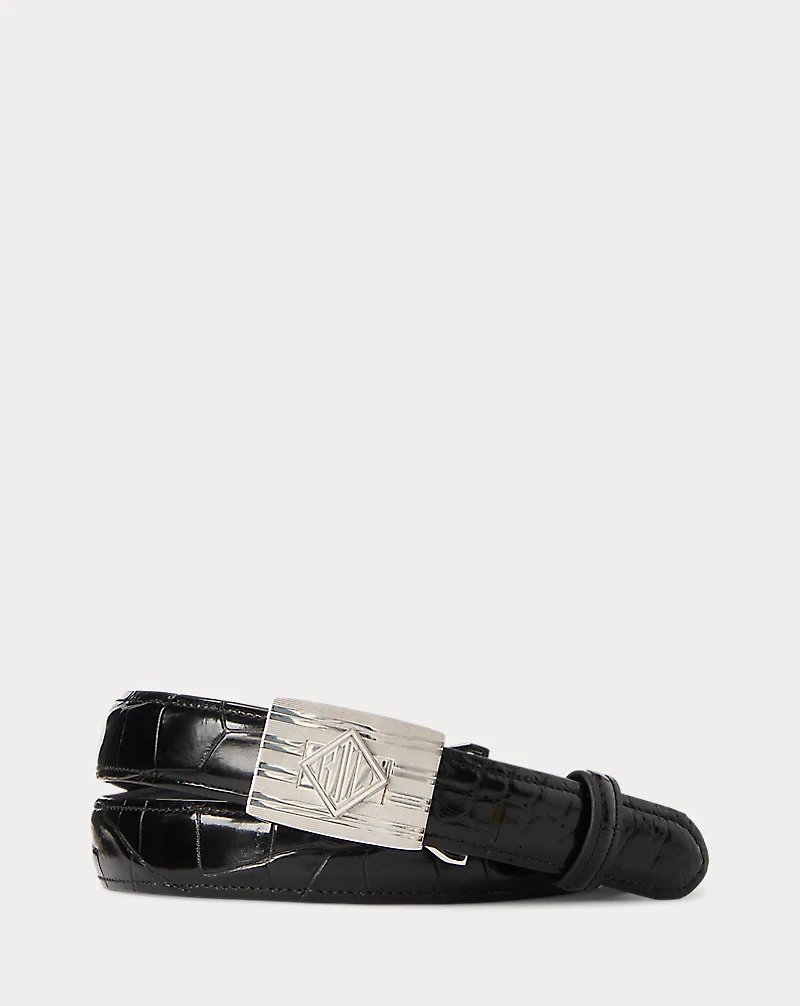 Engine-Turned-Buckle Alligator Belt