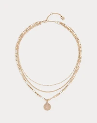 Layered Gold-Tone Logo Pendant Necklace