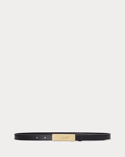 Logo Leather Skinny Belt