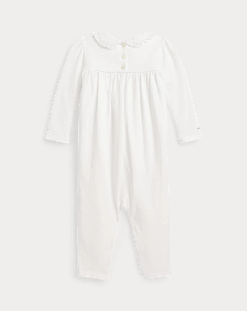 Smocked Organic Cotton Coverall