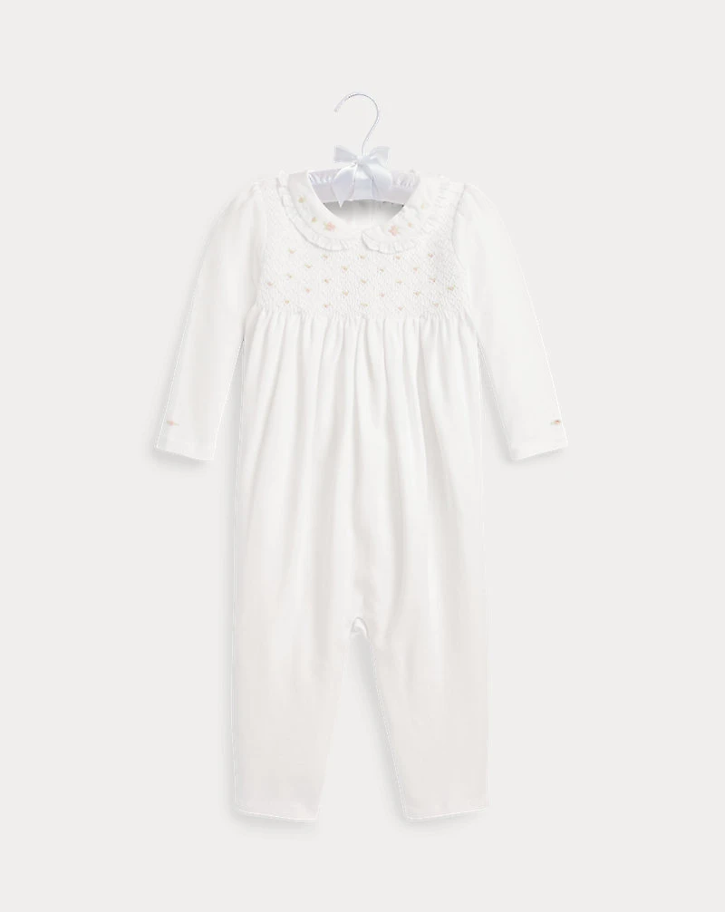 Smocked Organic Cotton Coverall