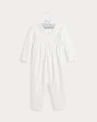 Smocked Organic Cotton Coverall