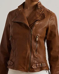 Burnished Leather Moto Jacket