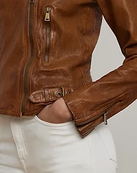 Burnished Leather Moto Jacket