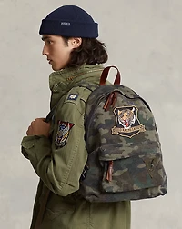 Tiger-Patch Camo Canvas Backpack