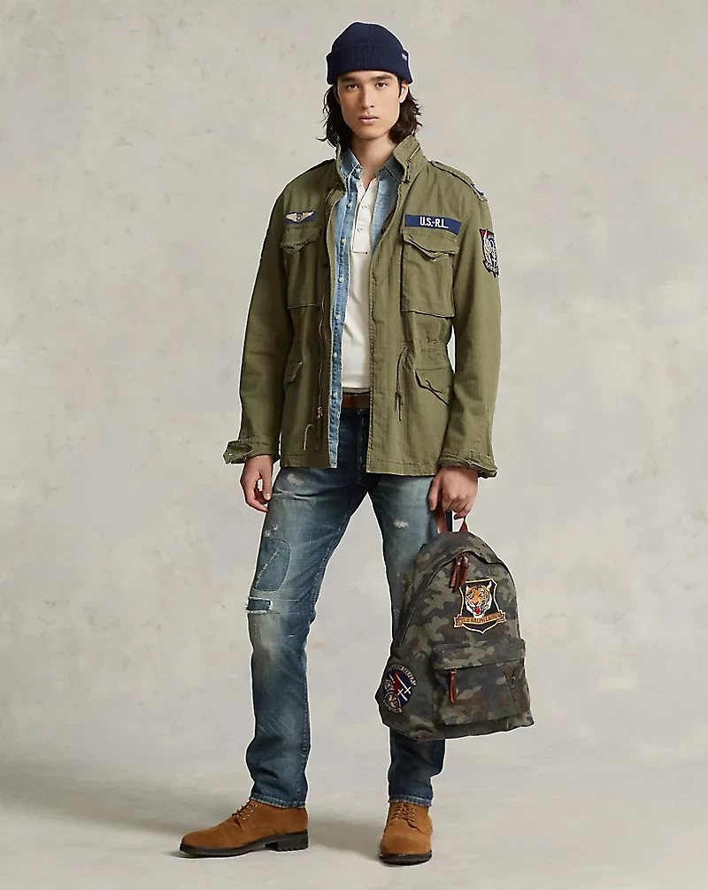 Tiger-Patch Camo Canvas Backpack
