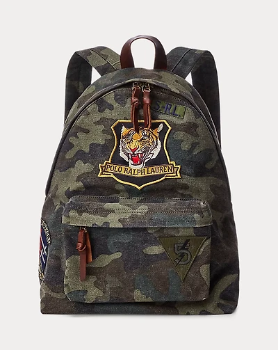 Tiger-Patch Camo Canvas Backpack