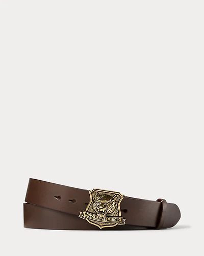 Tiger-Buckle Leather Belt