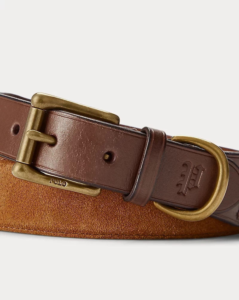 Leather-Trim Suede Belt