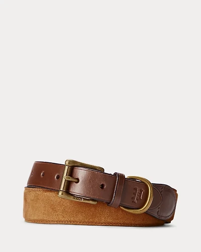 Leather-Trim Suede Belt