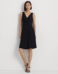 Surplice Jersey Sleeveless Dress