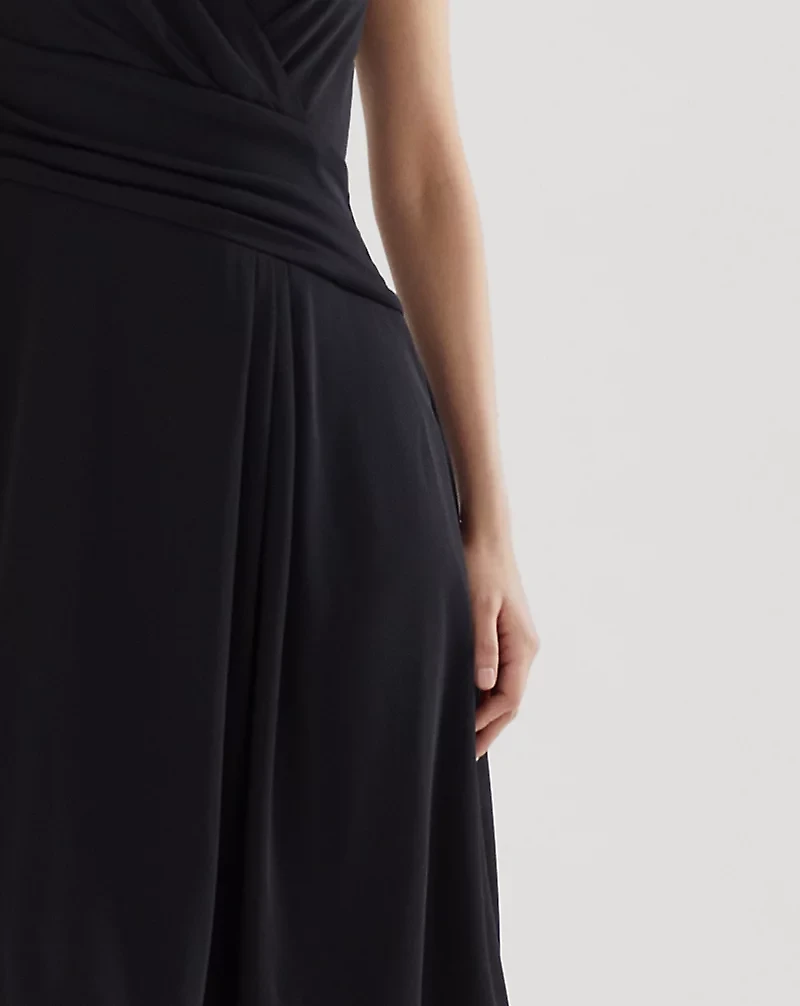 Surplice Jersey Sleeveless Dress