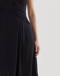 Surplice Jersey Sleeveless Dress