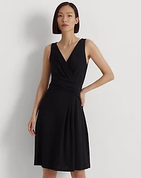 Surplice Jersey Sleeveless Dress
