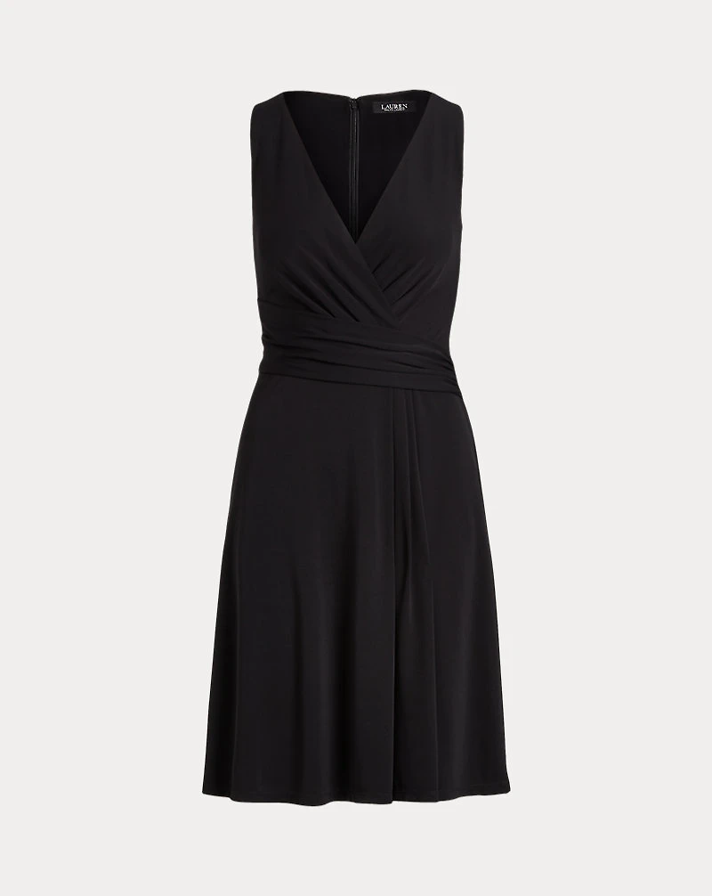 Surplice Jersey Sleeveless Dress