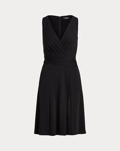 Surplice Jersey Sleeveless Dress