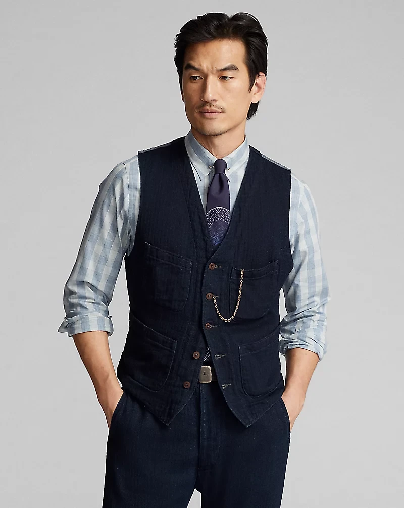 Indigo Herringbone Vest