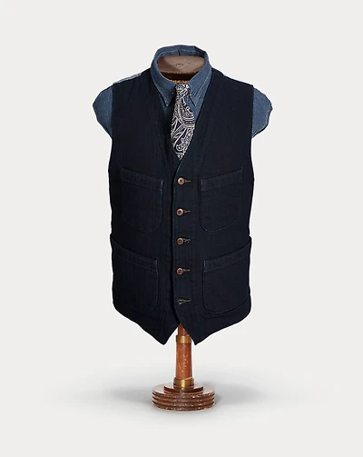 Indigo Herringbone Vest