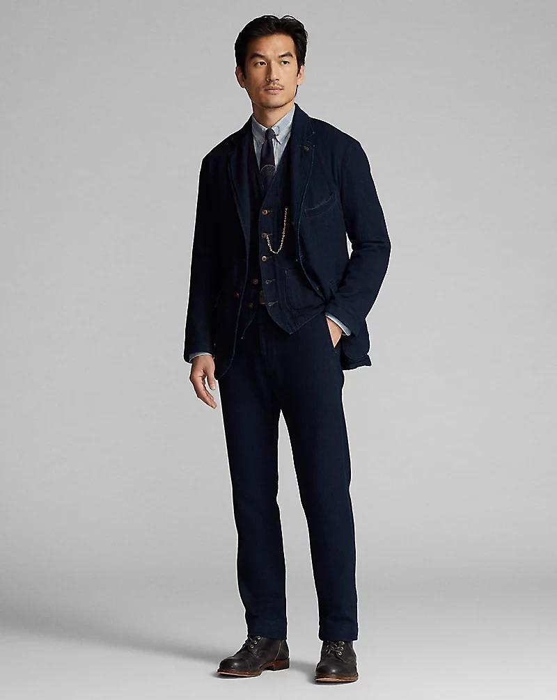 Indigo Herringbone Officer’s Pant