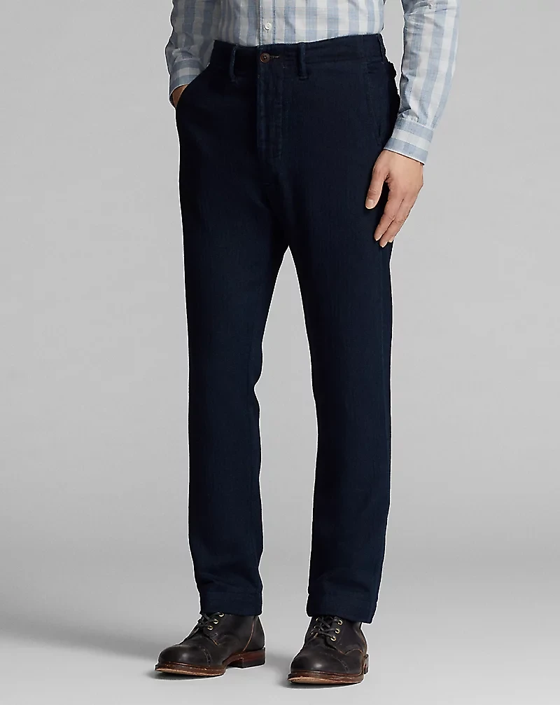 Indigo Herringbone Officer’s Pant