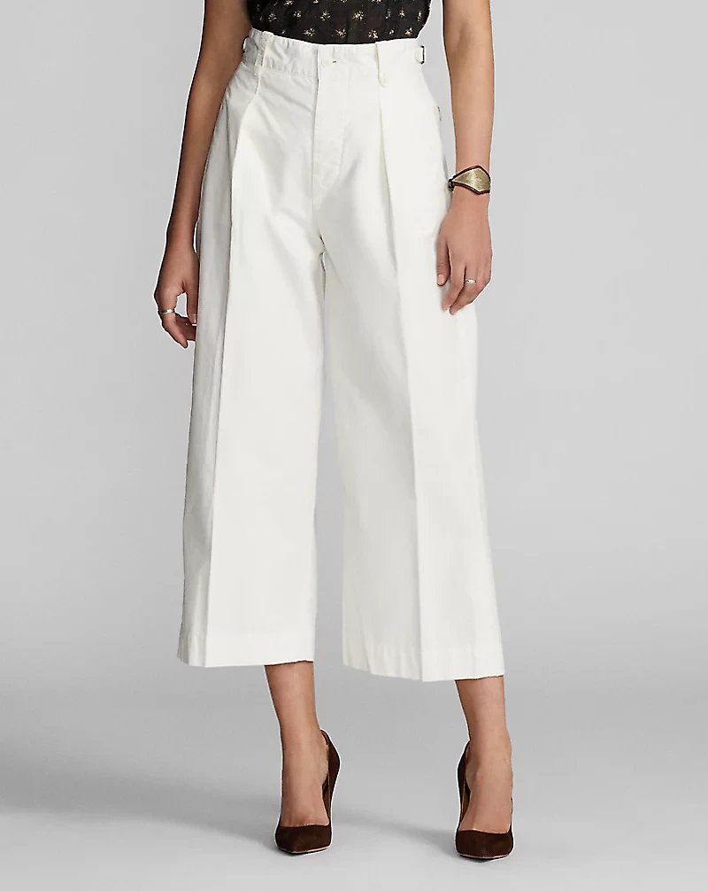 Cropped Poplin Wide-Leg Pant