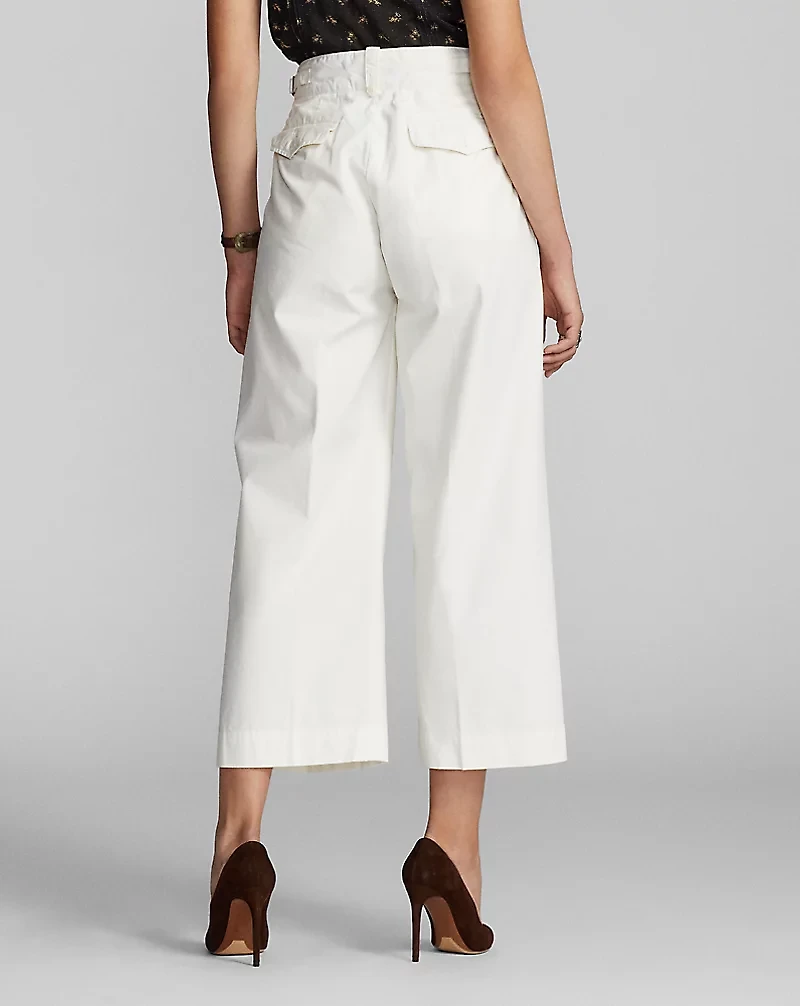 Cropped Poplin Wide-Leg Pant