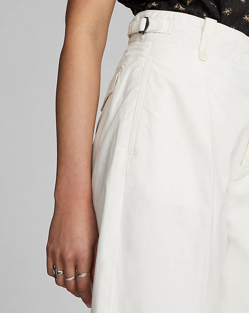 Cropped Poplin Wide-Leg Pant