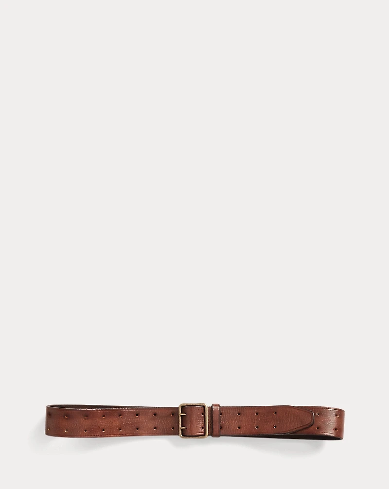Hand-Burnished Leather Double-Prong Belt