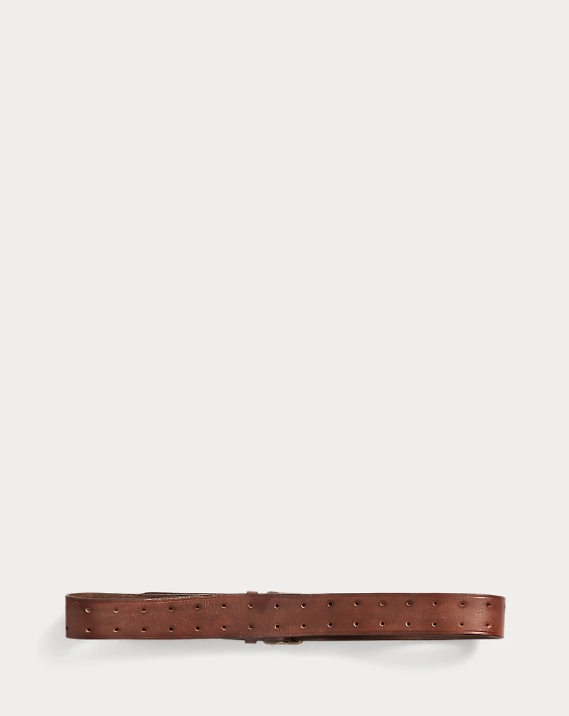 Hand-Burnished Leather Double-Prong Belt