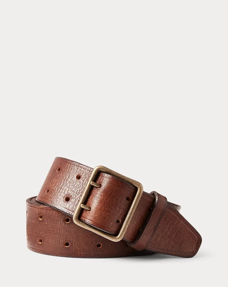 Hand-Burnished Leather Double-Prong Belt