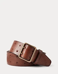 Hand-Burnished Leather Double-Prong Belt