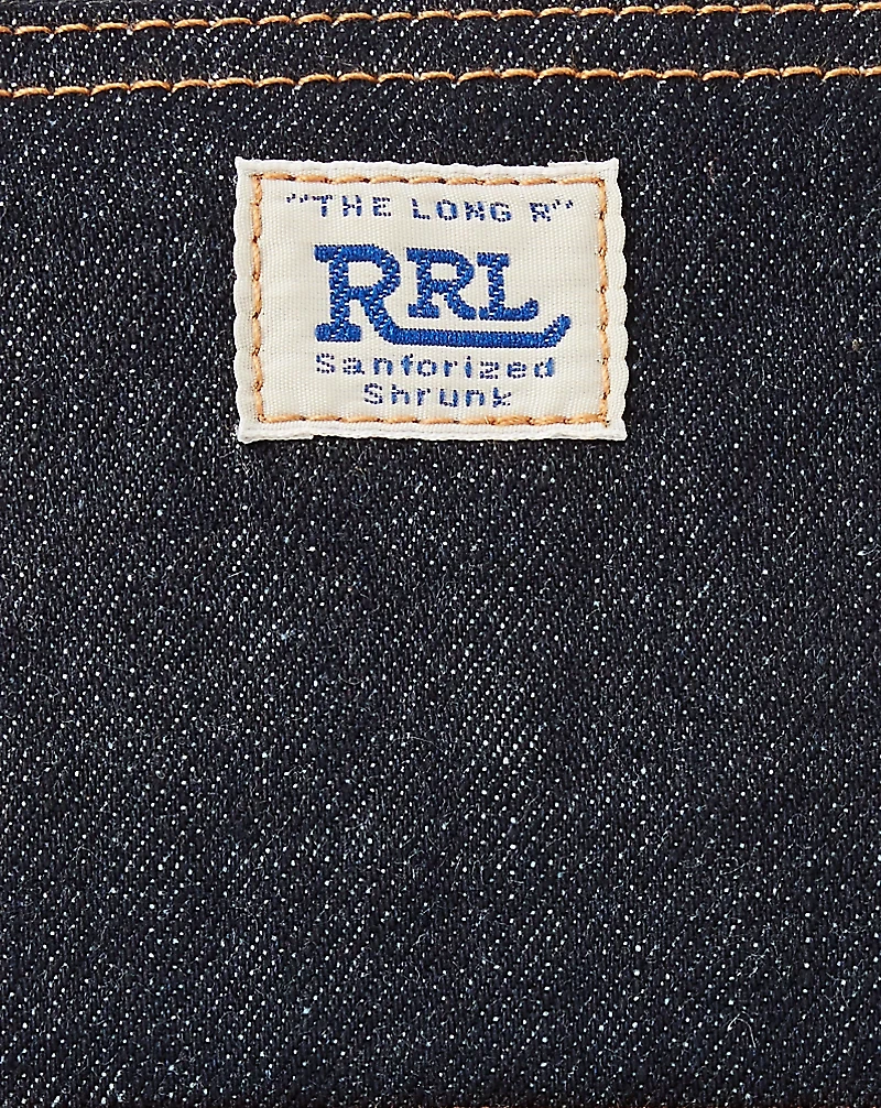 Suede-Trim Denim Pouch