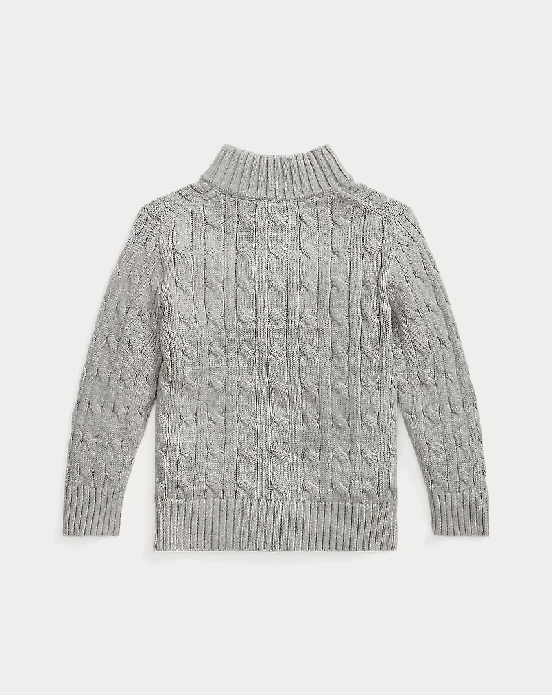 Cable-Knit Cotton Quarter-Zip Sweater